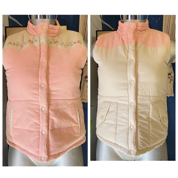 Limited Too Jackets & Blazers - Cottagecore Reversible Puffer Vest Jacket Floral Feminine Corduroy Western Fairy